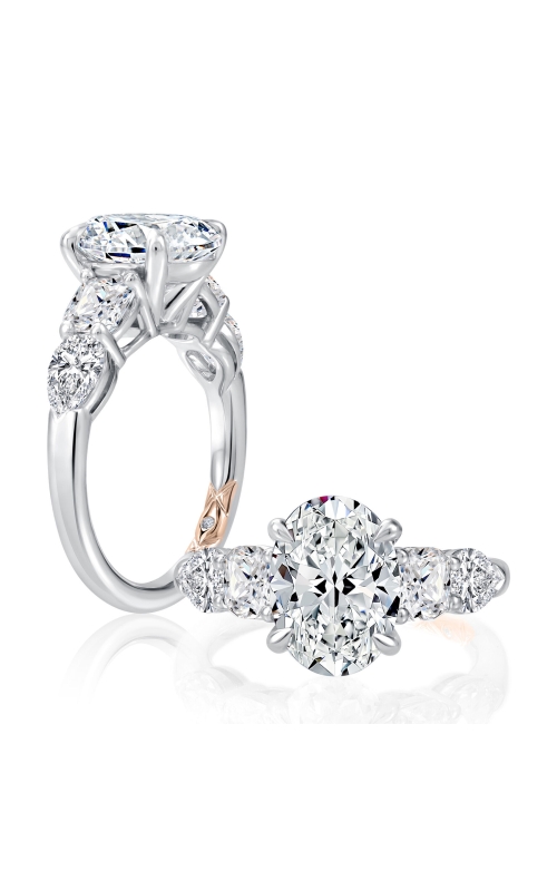 A JAFFE DIAMOND 3-STONE ENGAGEMENT RING