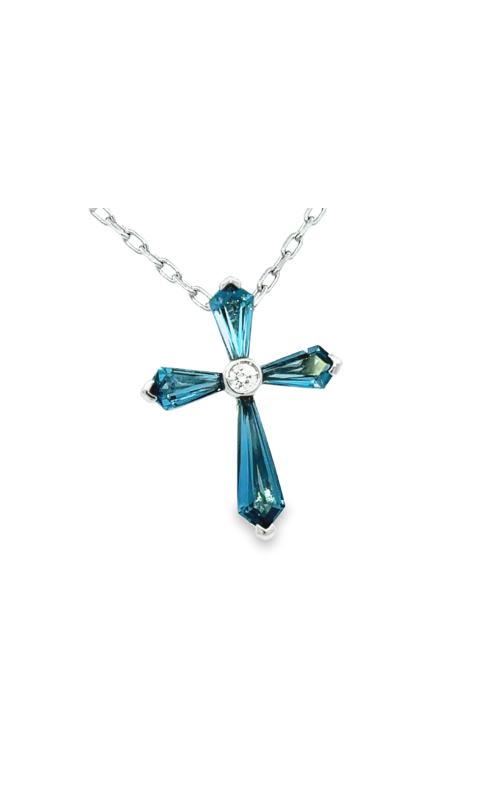 CHARLES KRYPELL TOPAZ AND DIAMOND CROSS PENDANT