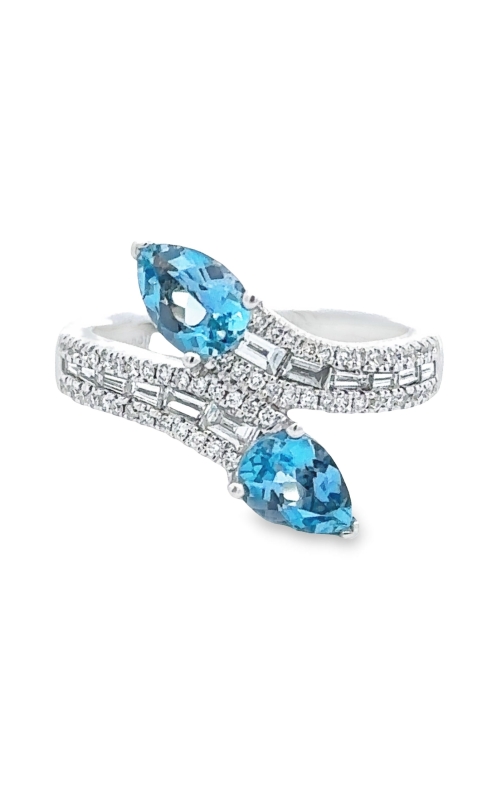 CHARLES KRYPELL AQUAMARINE AND DIAMOND RING