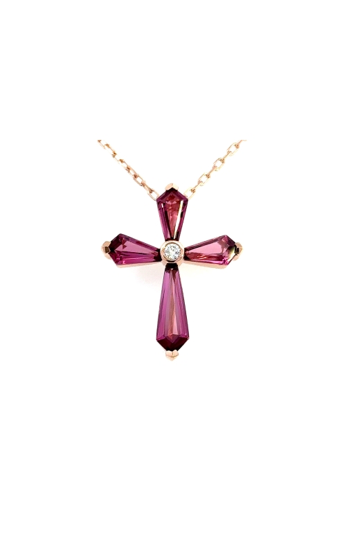 CHARLES KRYPELL GARNET AND DIAMOND CROSS PENDANT
