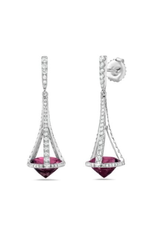 CHARLES KRYPELL GARNET AND DIAMOND DROP EARRINGS