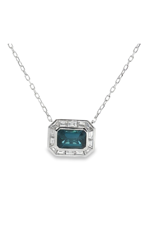 CHARLES KRYPELL BLUE TOPAZ AND DIAMOND NECKLACE