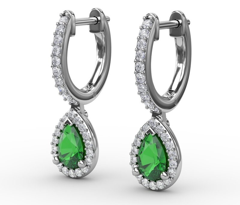 FANA EMERALD AND DIAMOND DROP EARRINGS FANA EMERALD AND DIAMOND DROP EARRINGS