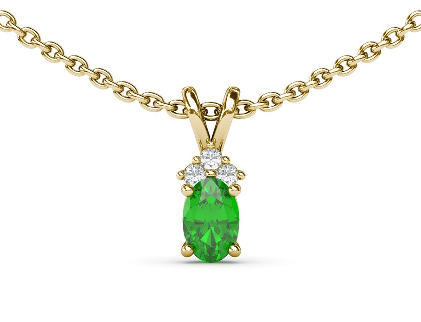 FANA EMERALD AND DIAMOND DROP PENDANT FANA EMERALD AND DIAMOND DROP PENDANT