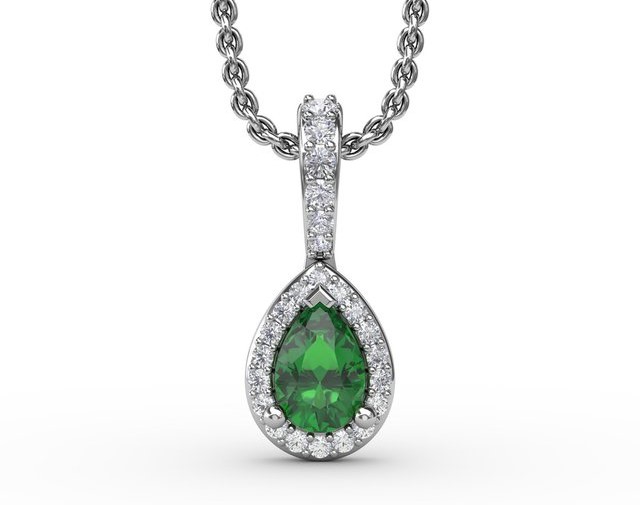 FANA EMERALD AND DIAMOND DROP PENDANT FANA EMERALD AND DIAMOND DROP PENDANT