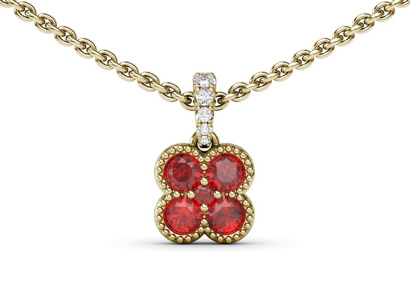 FANA RUBY AND DIAMOND CLOVER CLUSTER DROP PENDANT FANA RUBY AND DIAMOND CLOVER CLUSTER DROP PENDANT