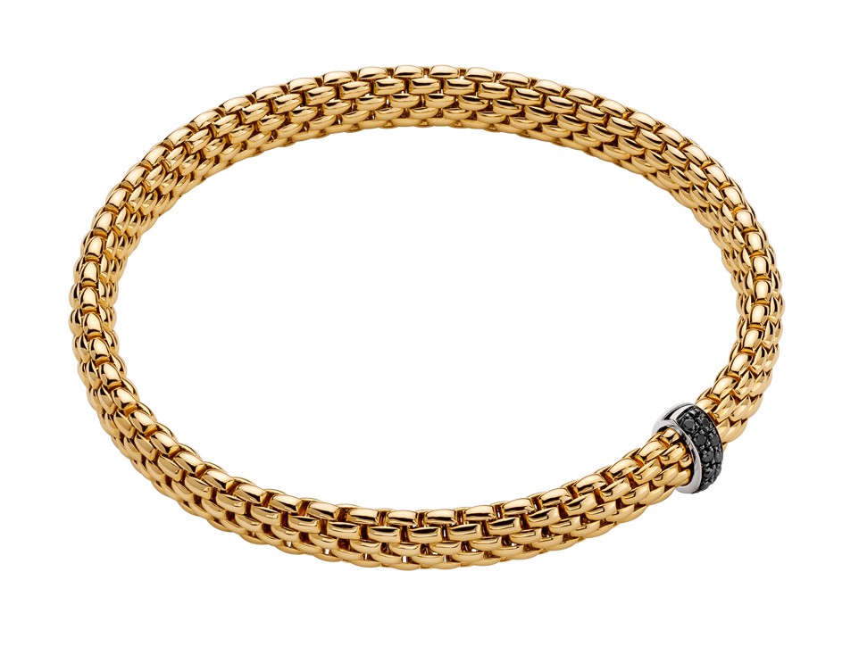 FOPE FLEX'IT BRACELET WITH BLACK DIAMOND PAVE RONDEL FOPE FLEX'IT BRACELET WITH BLACK DIAMOND PAVE RONDEL
