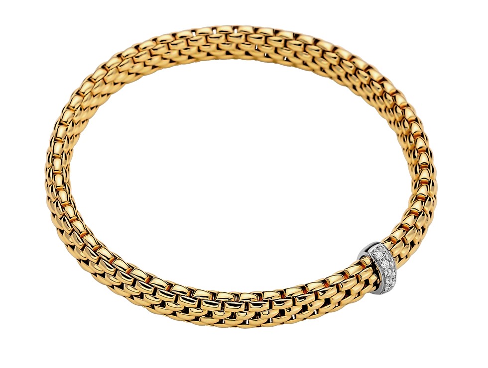 FOPE FLEX'IT BRACELET WITH DIAMOND PAVE RONDEL FOPE FLEX'IT BRACELET WITH DIAMOND PAVE RONDEL