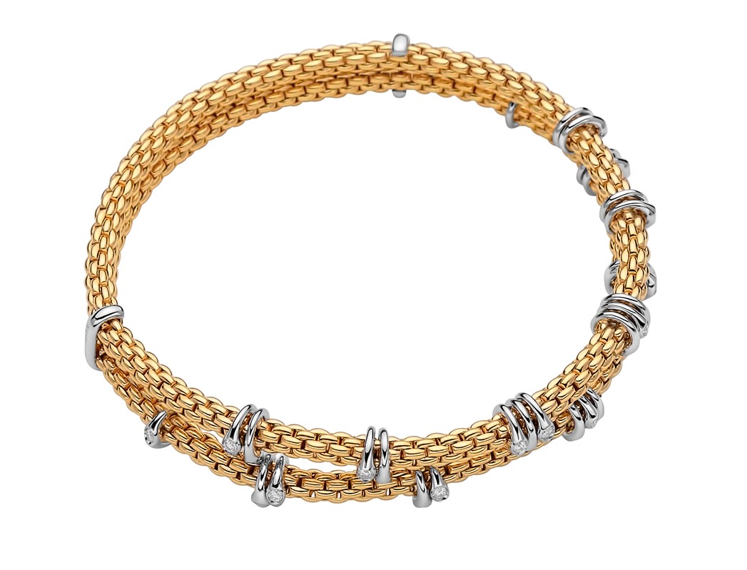 FOPE FLEX'IT 2-ROW BRACELET WITH DIAMOND RONDEL STATIONS FOPE FLEX'IT 2-ROW BRACELET WITH DIAMOND RONDEL STATIONS
