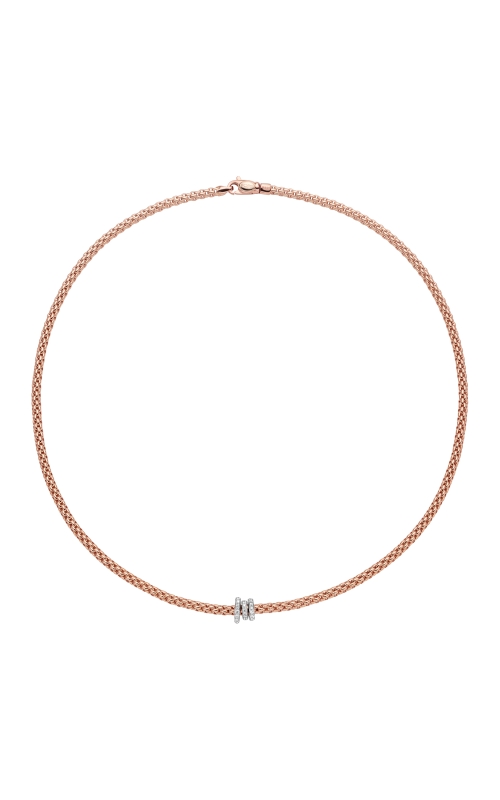 FOPE MESH NECKLACE WITH TRIPLE DIAMOND PAVE RONDEL 74408CX_PB_R_BBB_043