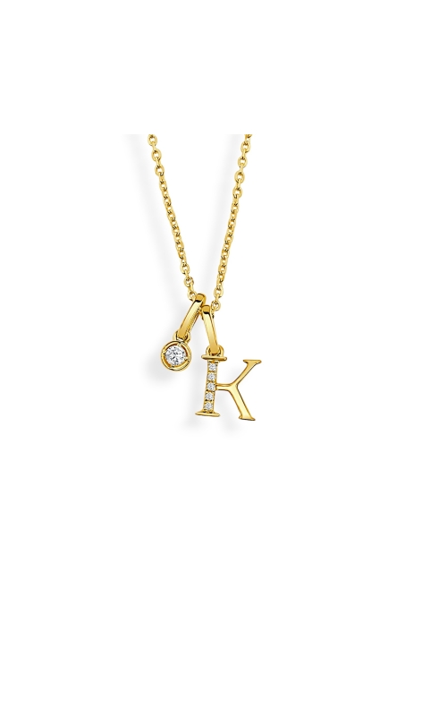 FREDERIC SAGE DIAMOND INITIAL K AND SOLITAIRE CHARM PENDANT