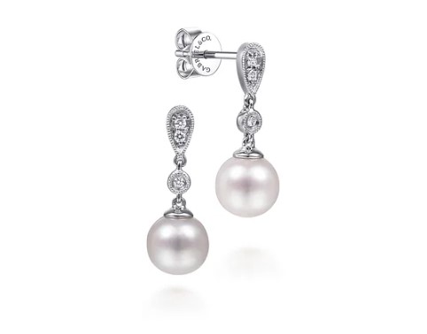 PEARL AND DIAMOND EARRINGS PEARL AND DIAMOND EARRINGS