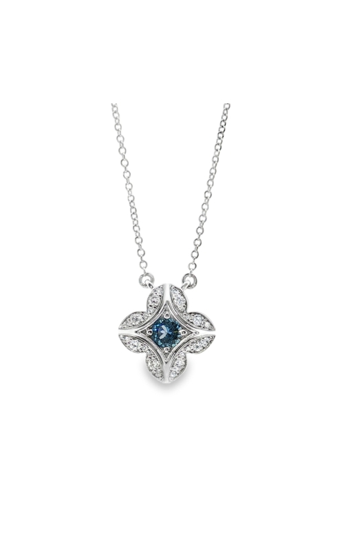 YOGO SAPPHIRE AND DIAMOND CLOVER HALO STATION NECKLACE