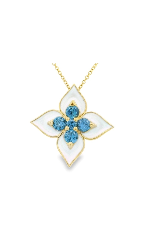 YOGO SAPPHIRE AND ENAMEL FLOWER SLIDE PENDANT