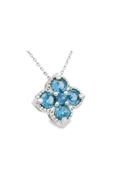 YOGO SAPPHIRE AND DIAMOND CLOVER SLIDE PENDANT