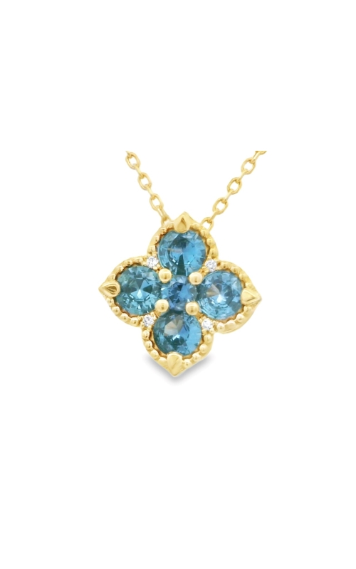 YOGO SAPPHIRE AND DIAMOND CLOVER SLIDE PENDANT