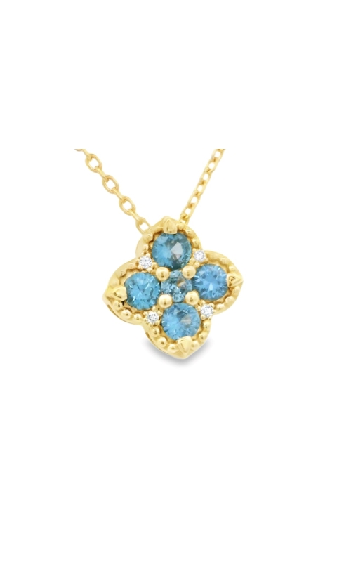 YOGO SAPPHIRE AND DIAMOND SMALL CLOVER SLIDE PENDANT