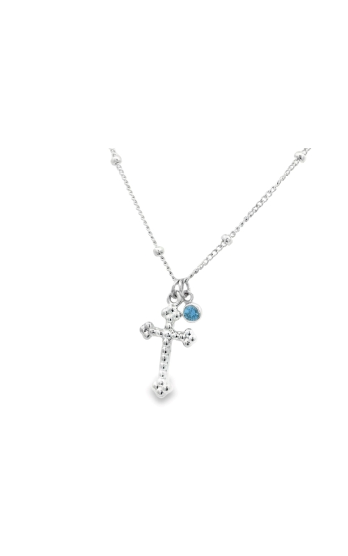 YOGO SAPPHIRE CHARM AND CROSS PENDANT NECKLACE
