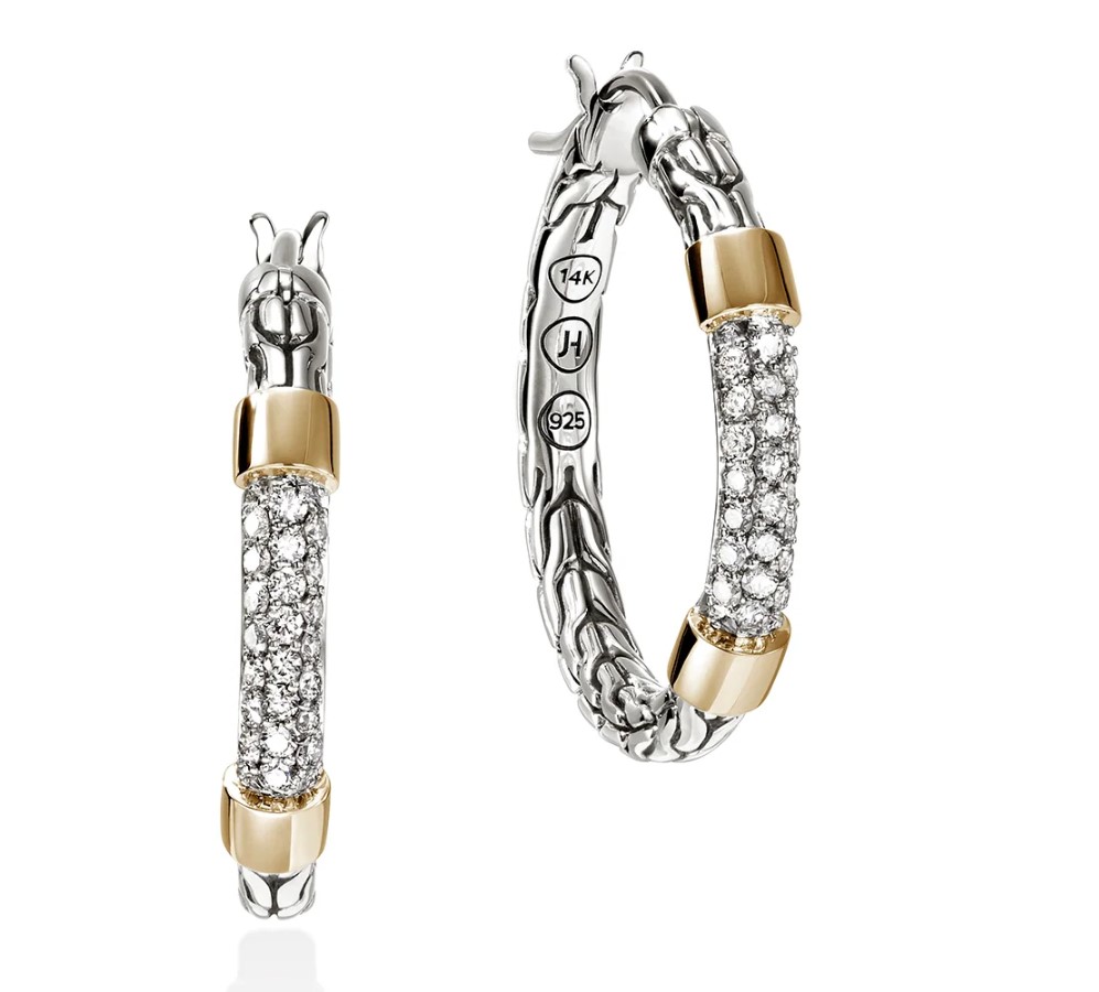 JOHN HARDY DIAMOND HOOP EARRINGS JOHN HARDY DIAMOND HOOP EARRINGS