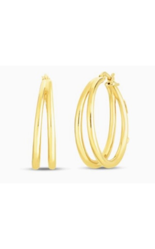 ROBERTO COIN GRADUATED THIN DOUBLE HOOP EARRINGS