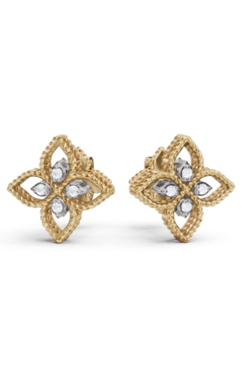 ROBERTO COIN DIAMOND SMALL FLOWER STUD EARRINGS