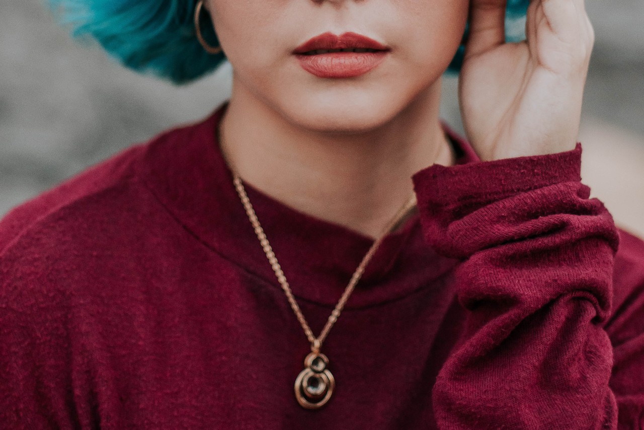 gold fashion necklace on neck gold fashion necklace on neck